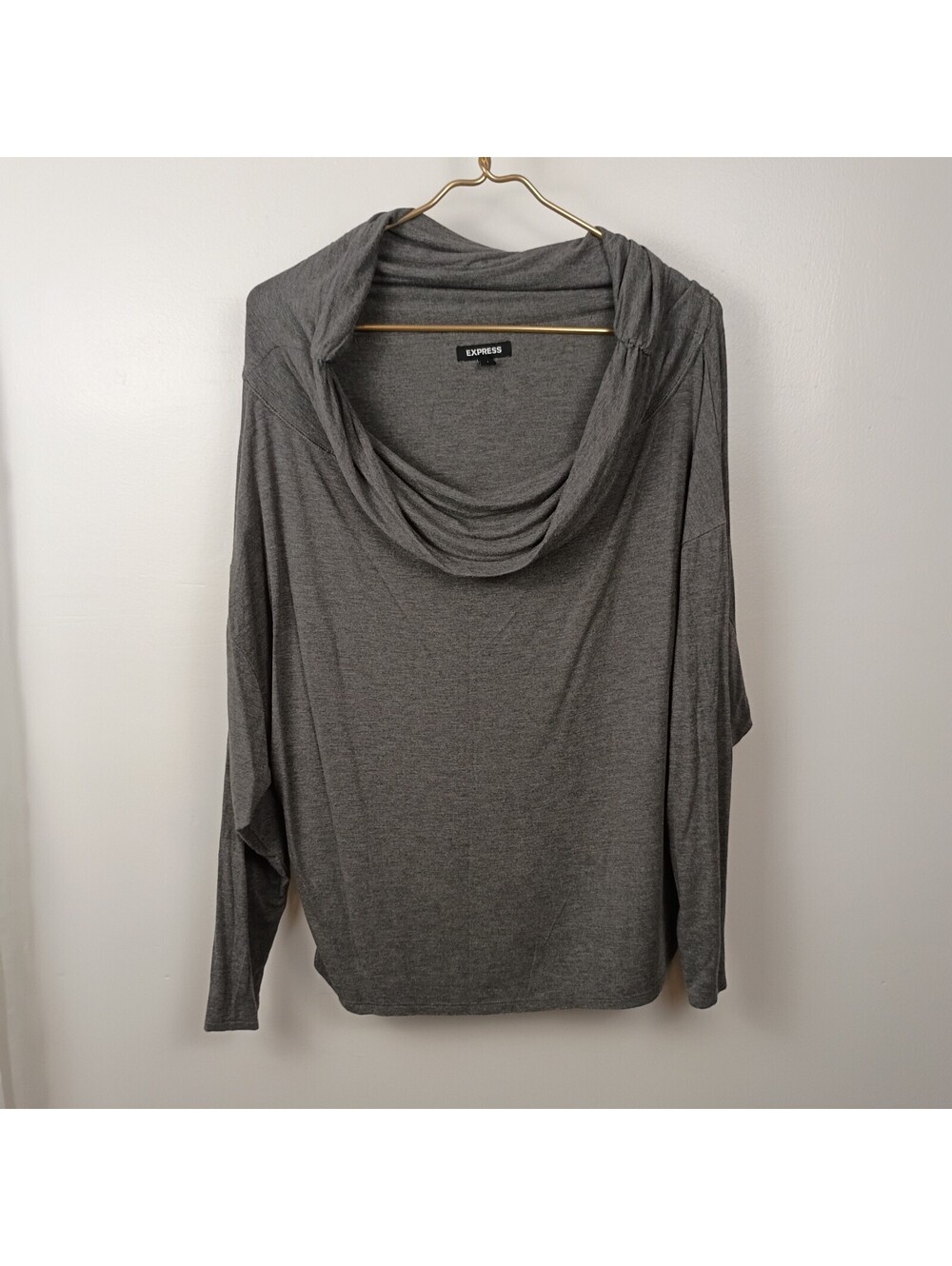 Express Jersey Knit Womens L Gray Cowl Neck Dolman Sleeve Drop Shoulder Soft